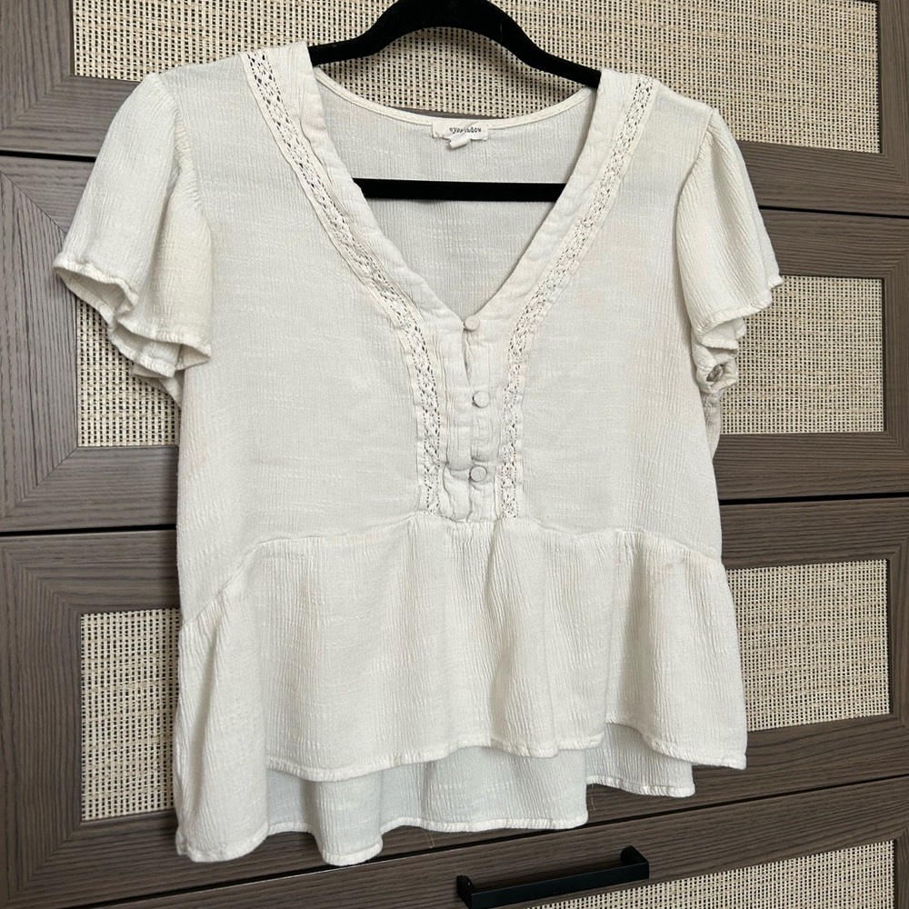 Lace Trim White Babydoll Top